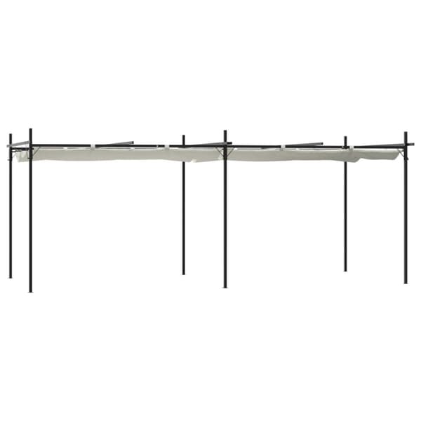 Pergola med infällbart tak gräddvit 589x292x230 cm
