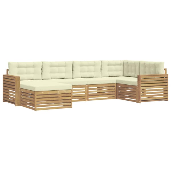 Utomhussoffset 6 pcs Vit och grädde 331 x 172,5 x 73 cm