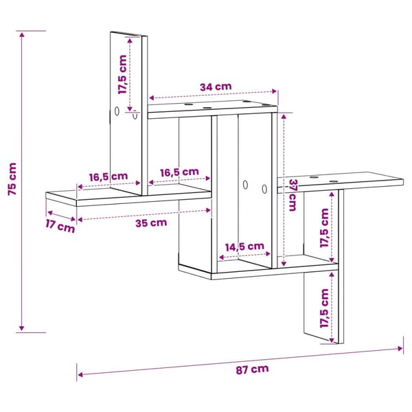 Vägg hylla Vit 87 x 17 x 75 cm Konstruerat trä