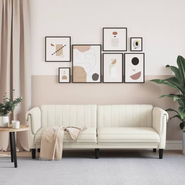 Soffa 3-sits gräddvit sammet