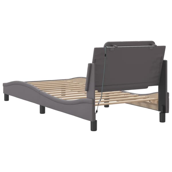 Bed Frame with LED without Mattress "Zadar" Grey 100x200 cm