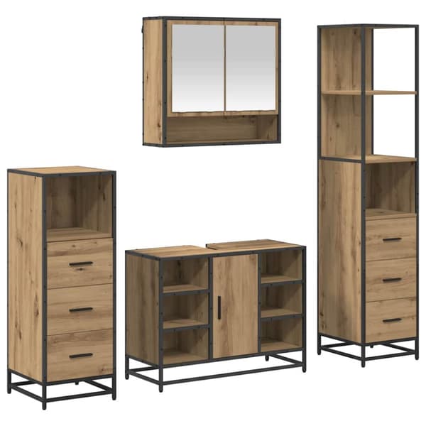 Badrumsmöbelset med låda 4 pcs Artisan Ek Konstruerat trä