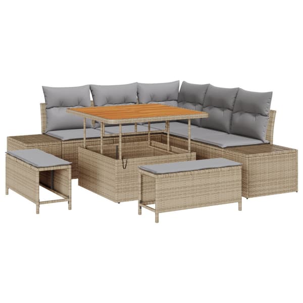 Trädgårdsoffset med kudde 8 pcs Beige konstrotting