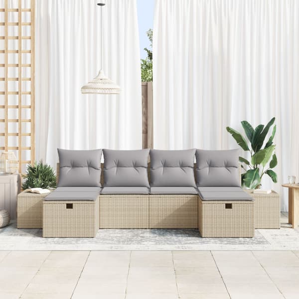 Trädgårdsoffset 6 st Beige konstrotting