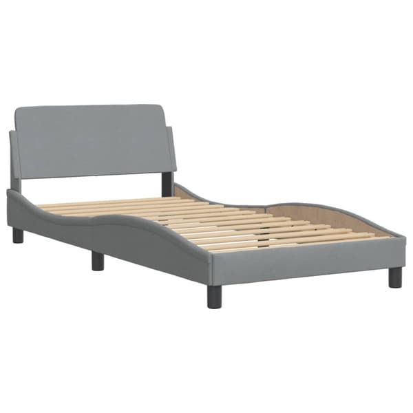 Bed with Mattress "Dover" Light Grey 100x200 cm Fabric