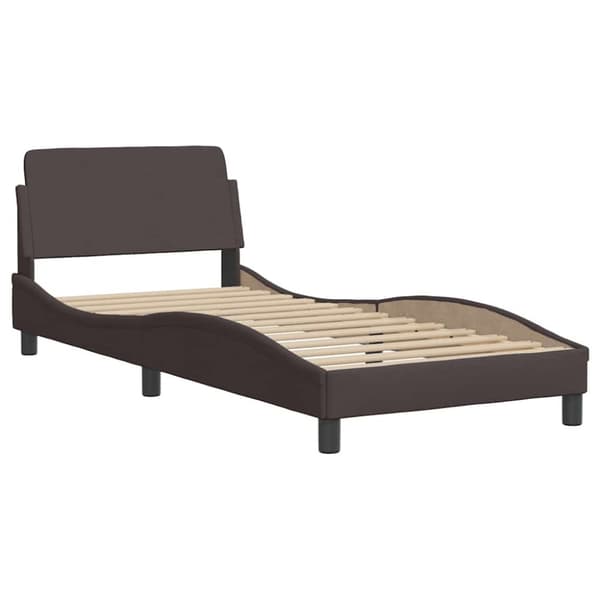 Bed Frame without Mattress "Hanko" Dark Brown 90x200cm Fabric