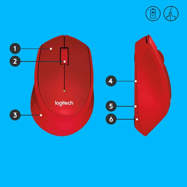 Logitech M330 SILENT PLUS - mus - 2.4 GHz - röd