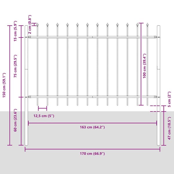Trädgårdsstängsel 4 pcs Vit 6,8 x 1 m Pulverlackerad stål