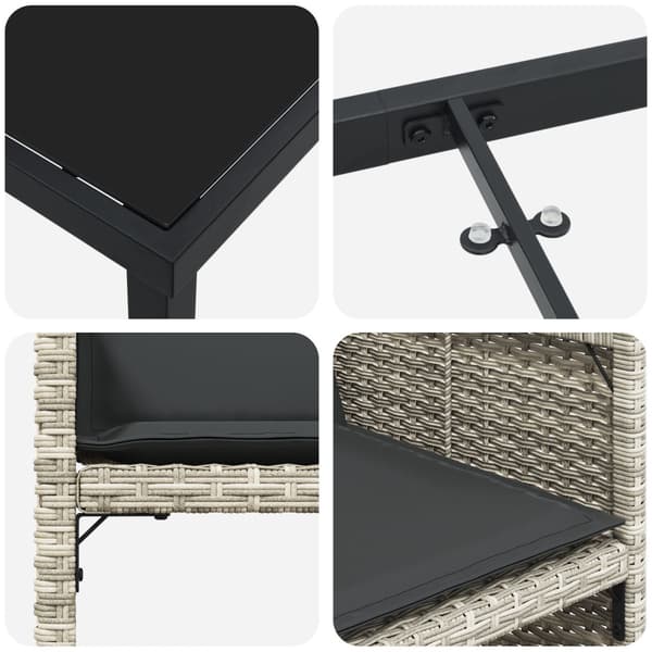 Trädgårdsmöbelset med kudde 5 pcs Ljusgrå konstrotting