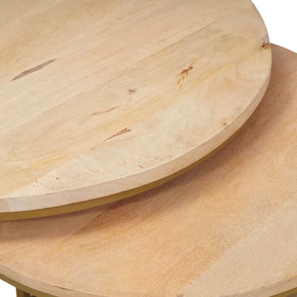 Nesting Kaffe Bord 3 pcs Brun Massivt Mangoträ och stål