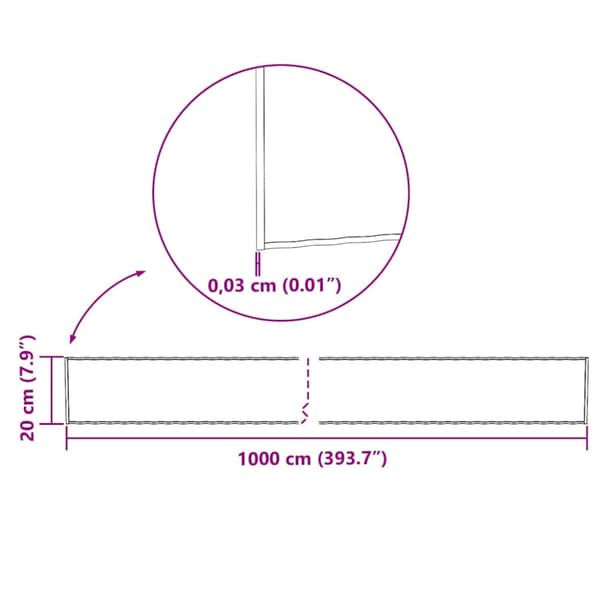 vidaxl Gräsmattekant 1000 x 20 x 0,03 cm Galvaniserat stål Silver