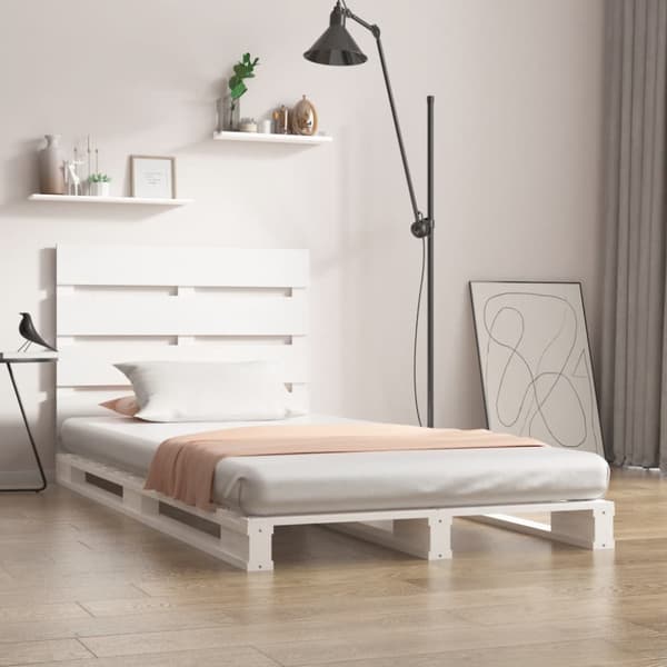 Sängram vit 90x190 cm massiv furu