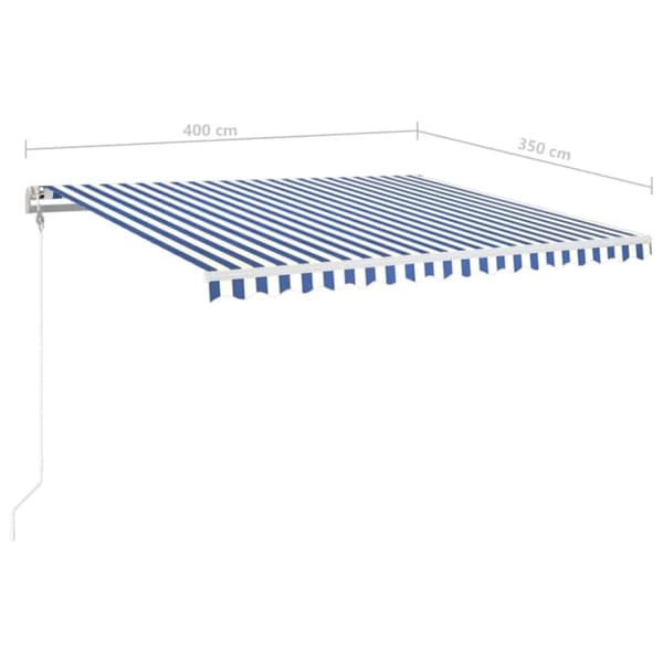 Automatisk markis med vindsensor & LED 400x350 cm blå och vit