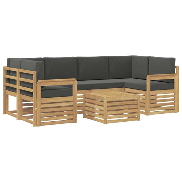 Utomhussoffset med kudde 7 pcs Vit och antracit Polyester