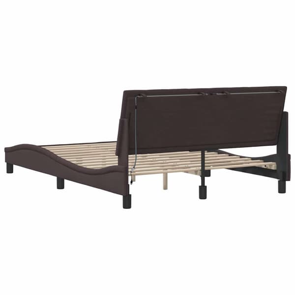 Bed Frame without Mattress "Hanko" Dark Brown 120x200cm Fabric
