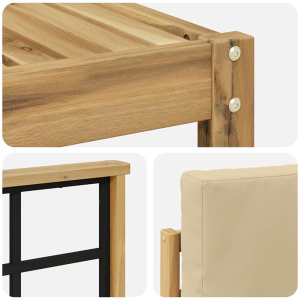 Utomhussoffset med kudde 5 pcs Vit och Beige