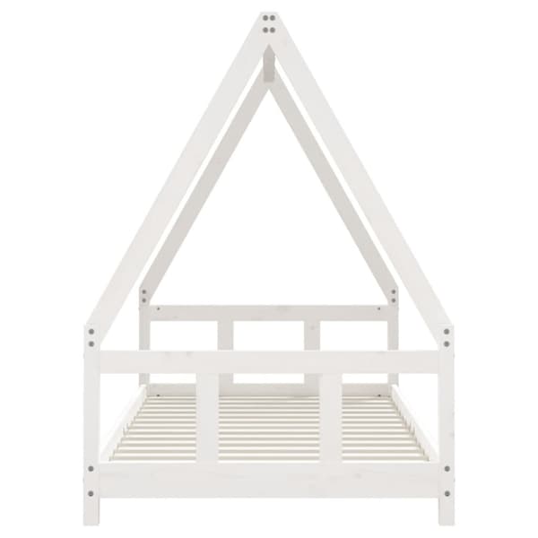 Sängram för barn vit 90x190 cm massiv furu