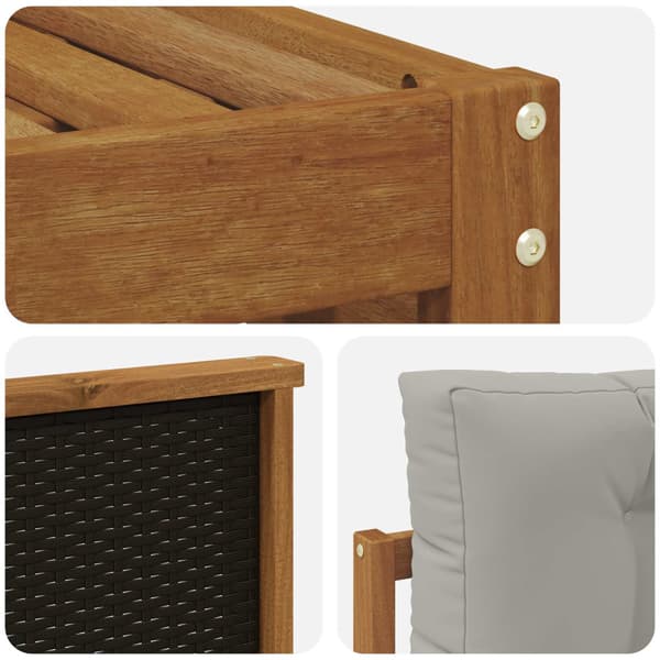 Utomhussoffset med kudde 4 pcs Naturlig och ljusgrå Polyester