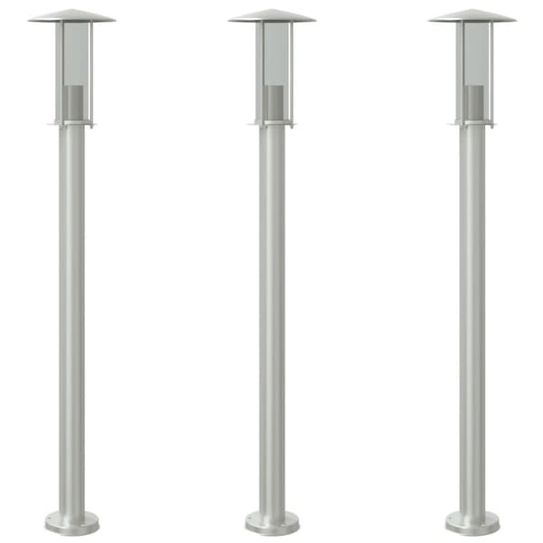 Utomhusgolvlampor 3 st silver 100 cm rostfritt stål