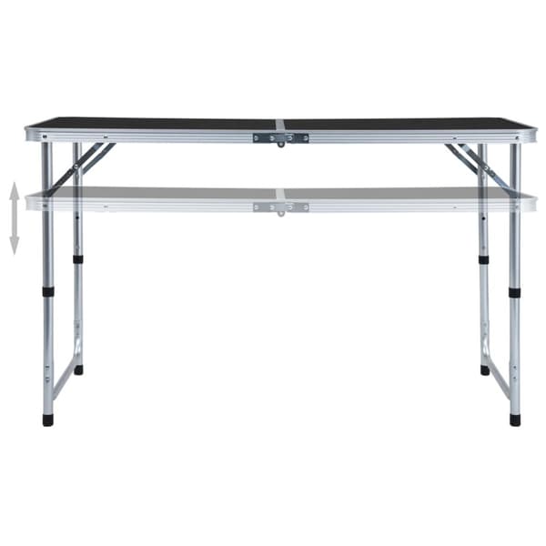 Hopfällbart campingbord grå aluminium 120x60 cm