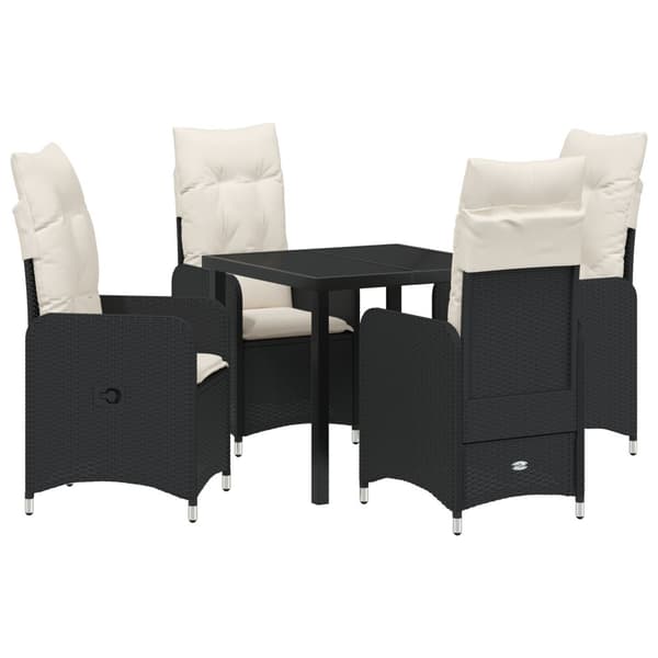 Trädgårdsmöbelset 5 pcs Svart konstrotting