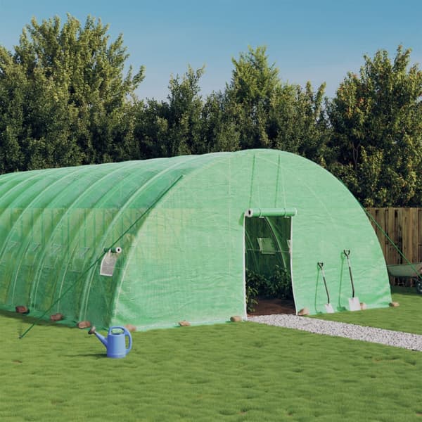 Växthus med stålram grön 108 m² 18x6x2,85 m
