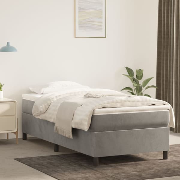 Boxspring-sängram ljusgrå 80x200 cm sammet