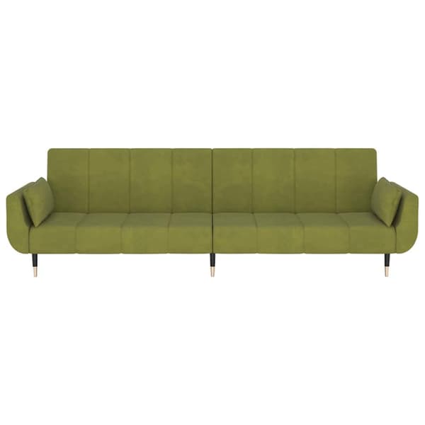 Bäddsoffa 2-sits med två kuddar ljusgrön sammet