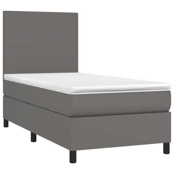 Ramsäng med madrass grå 90x200 cm konstläder