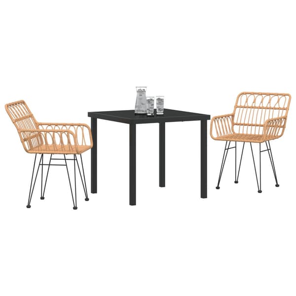 Trädgårdsmöbelset 3 pcs Brun Pulverlackerat stål