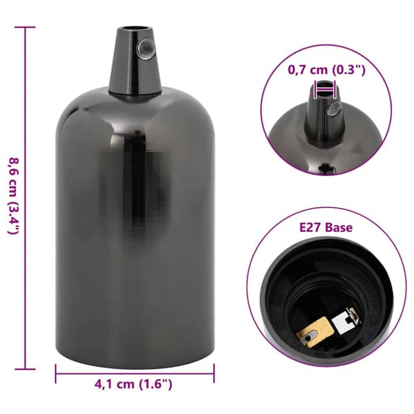 Lamphållare 2 st blank svart E27