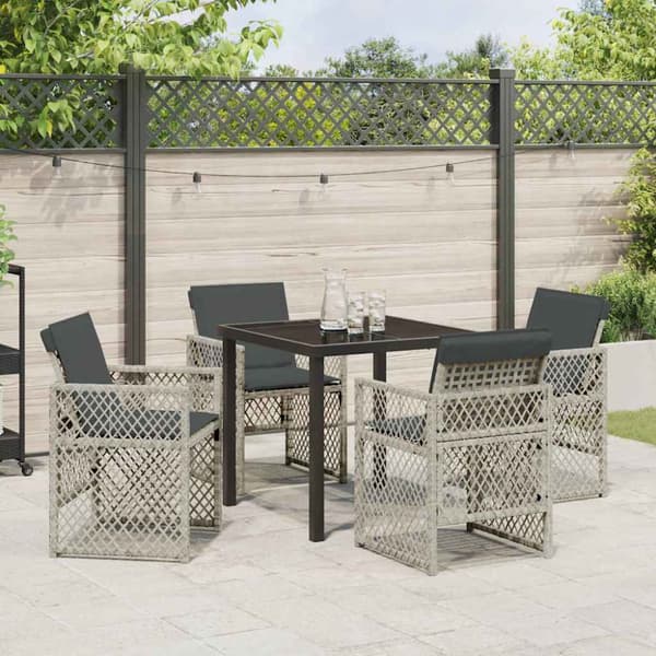 Trädgårdsmöbelset 5 pcs Ljusgrå konstrotting