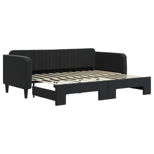 Dagbädd utdragbar svart 90x200 cm sammet