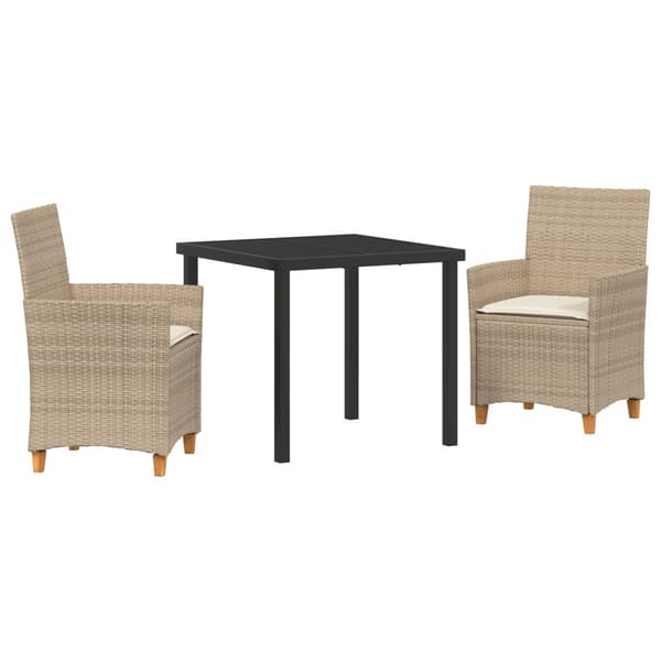 Trädgårdsmöbelset 3 pcs Beige konstrotting