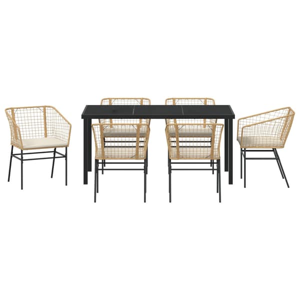 Trädgårdsmöbelset 7 pcs Brun konstrotting