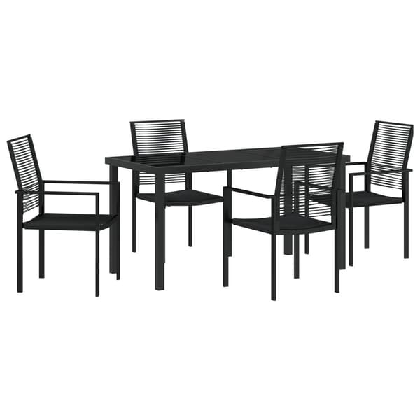 Trädgårdsmöbelset 5 pcs Svart Pulverlackerat stål