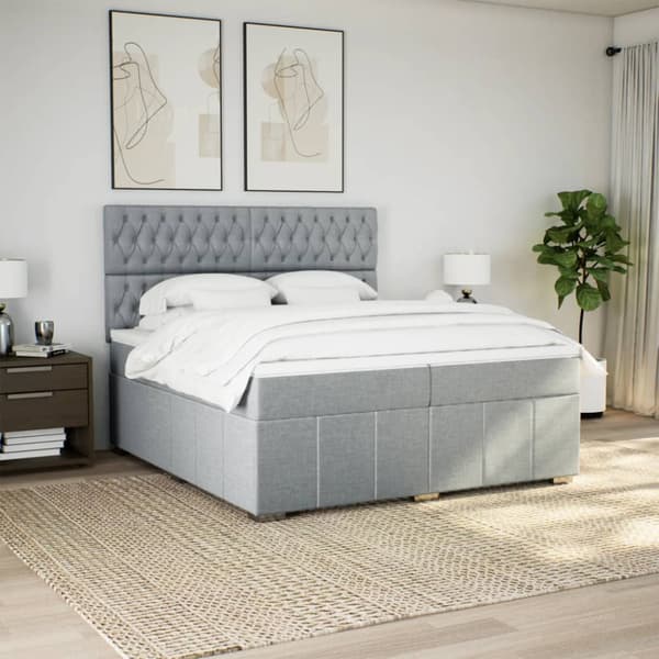 Ramsäng med madrass ljusgrå 200x200 cm tyg