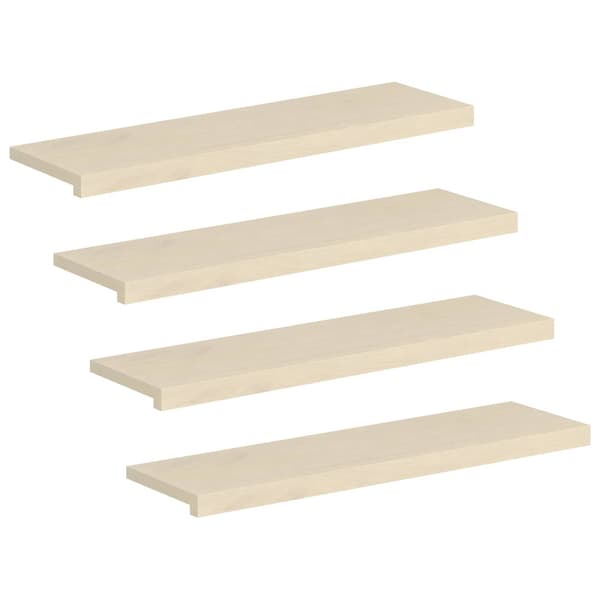 Trappsteg 4 st 90 x 30 x 2 cm Vit Massivt Ekträ