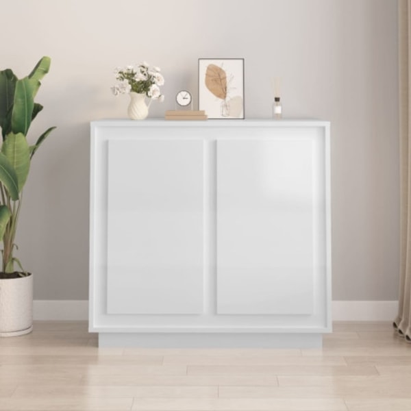 Skänk vit högglans 80x34x75 cm konstruerat trä