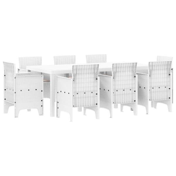 Trädgårdsmöbelset 9 pcs Vit Polypropylen