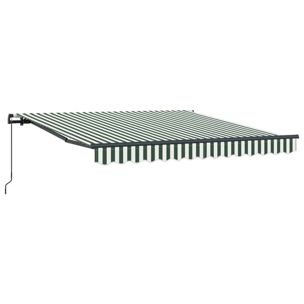 Utdragbar markis Grön och Vit 350 x 250 cm