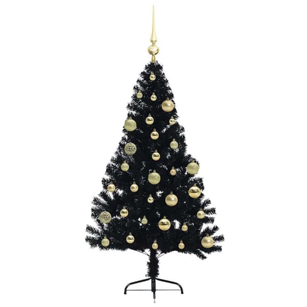 Konstgjord Förbelyst Julgran Svart 120 cm PVC