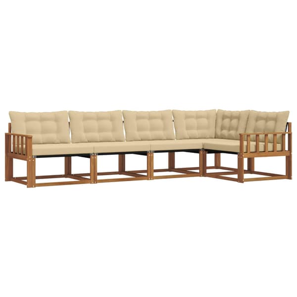 Utomhussoffset med kudde 5 pcs Naturlig och Beige