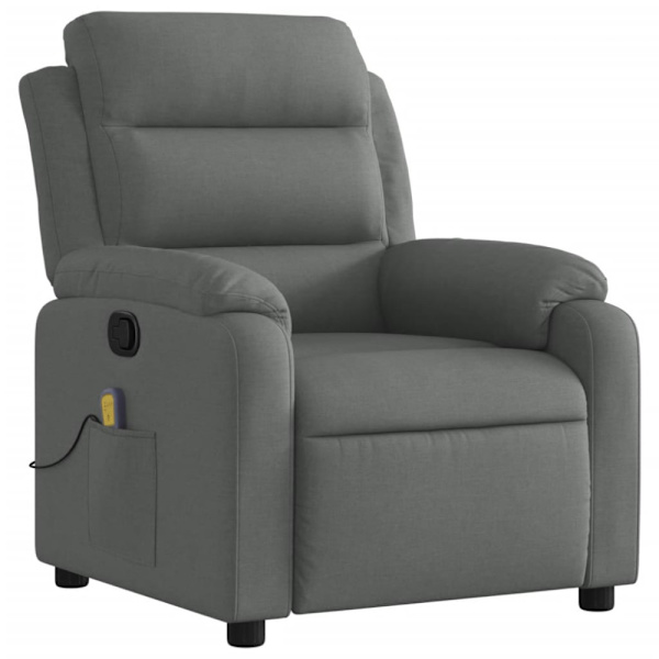 Massagefåtölj mörkgrå tyg