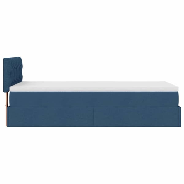 Ottoman sängram med madrass blå 80x200 cm tyg