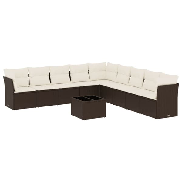 Loungegrupp 10 delar med brun dynor konstrotting