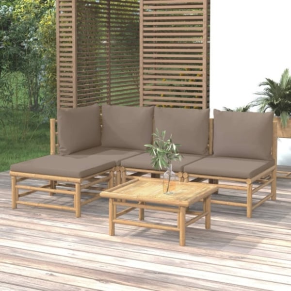 Loungegrupp 5 delar taupe dynor bambu