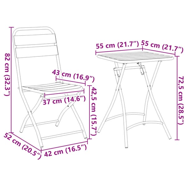 Bistroset 3 pcs Vit Stål