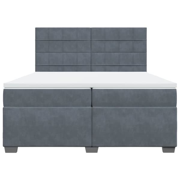 Ramsäng med madrass mörkgrå 200x200 cm sammet