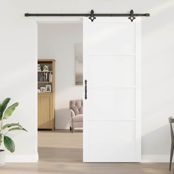 Skjutdörr 93 x 232 cm Konstruerat trä Vit och svart